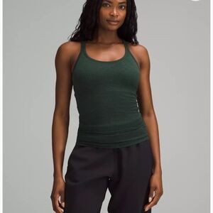 Lululemon ebb to street bra tank forest green color size 10